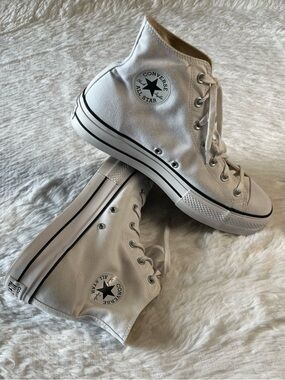 Converse White High-Top Canvas Sneakers with Black Accents